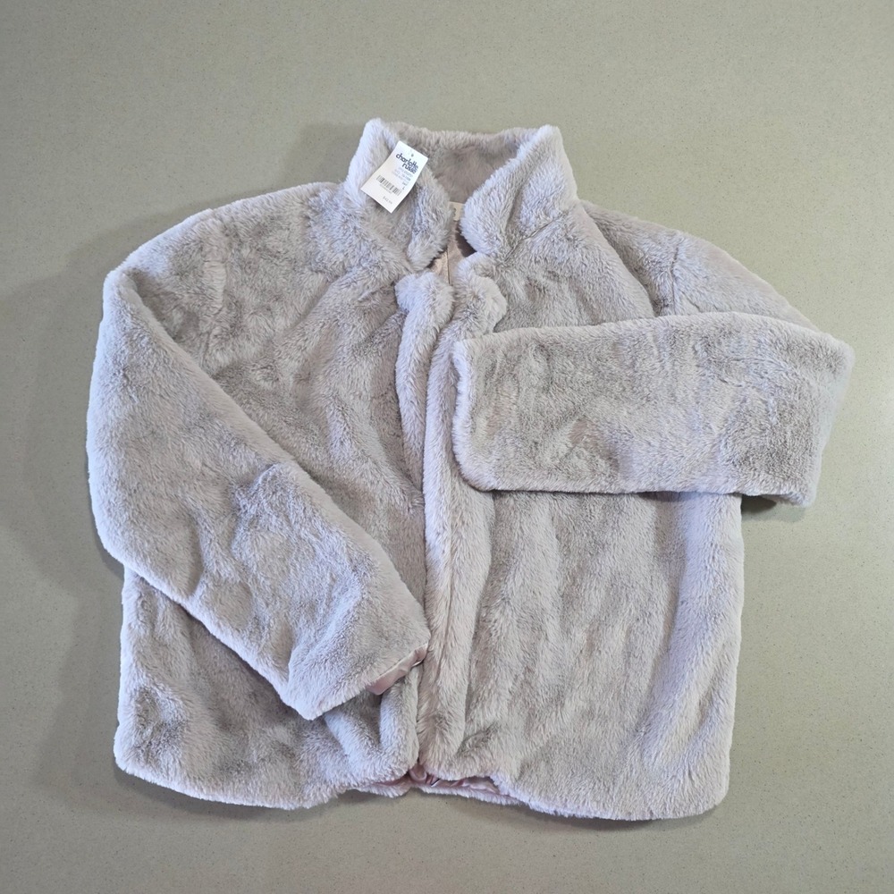 Charlotte Russe Faux Fur Jacket Lavender Grey Mock Neck LT52751 Womens Large NWT